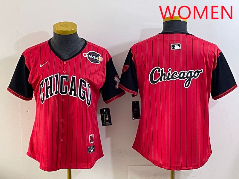 Women Chicago White Sox Blank Red Stripe Joint Name Nike 2025 MLB Jersey style 17